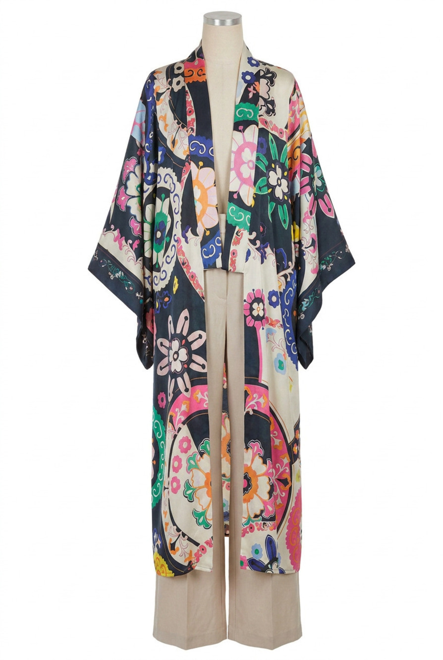 NEW VILAGALLO suzani print kimono in multi